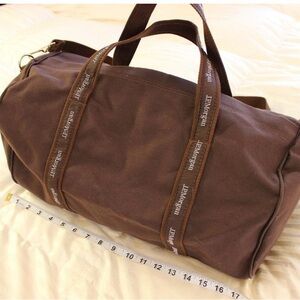 JPMORGAN Brown Canvas Travel Duffel Bag Banker Wall Street Gym Bag made in USA